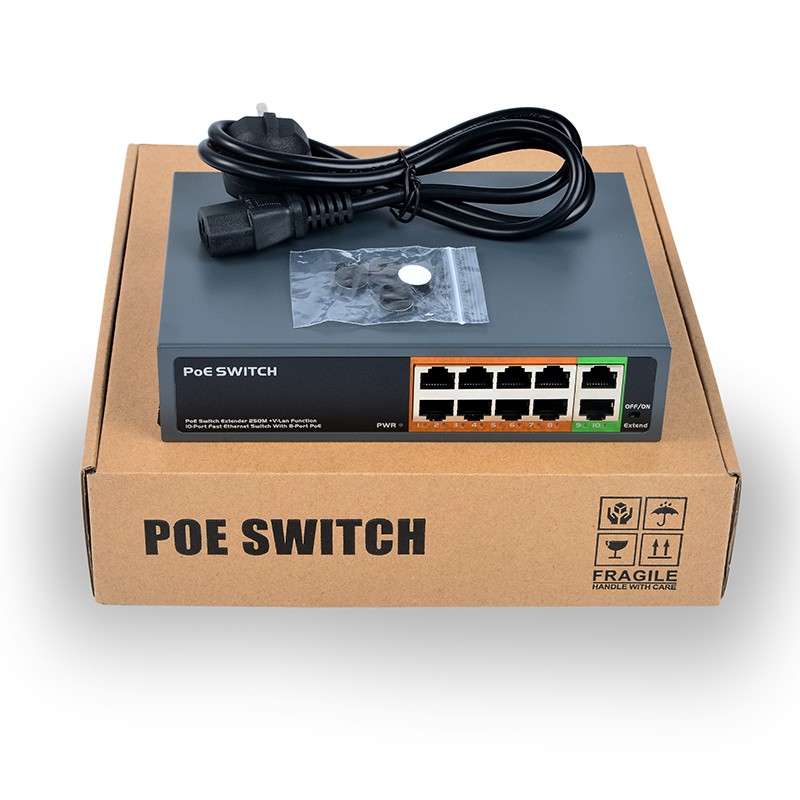 SDAPO PSE108EX V2.0 8+2 port 10/100Mbps extender 250meter mini size 48v power over ethernet switch poe switch