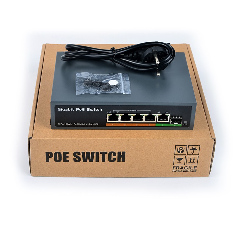 SDapo Brand All Gigabit 65W PSE604GS 4 Port PoE 4 port PoE+1 uplink+1SFP PoE Network Switch