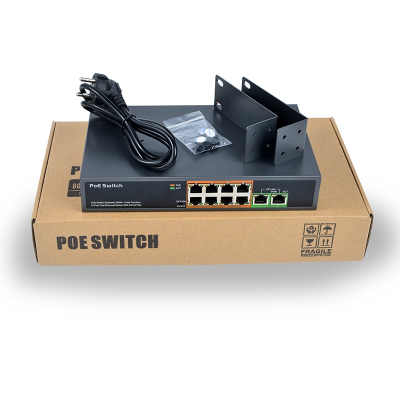 Shenzhen factory SDAPO PSE108EX IEEE802 3af at 150W 8 ports poe network switch + 2 uplink suitable for cctv ipc 