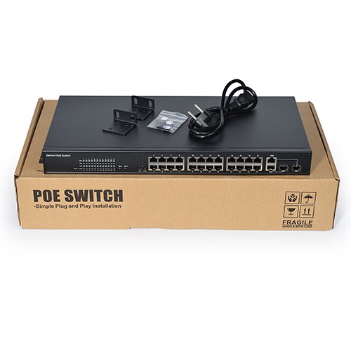 SDAPO PSE2624GSR-AI 24port poe switch IEEE802.3af at Standard 2TP 2SFP Combo uplink switch poe network switch