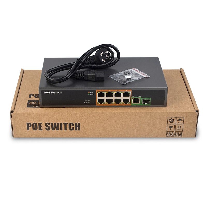 POES-8-7 Passive PoE Switch 100mbps Data Speed with 1 Uplink and 7